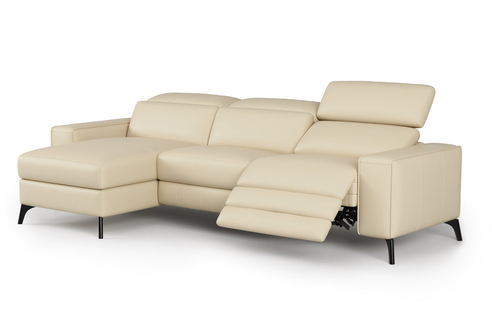 Valencia Esther Top Grain Leather Sofa, Three Seats with Left Chaise, Beige