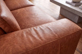 Esther Distressed Italian Aniline Leather Corner Recliner Sectional Sofa