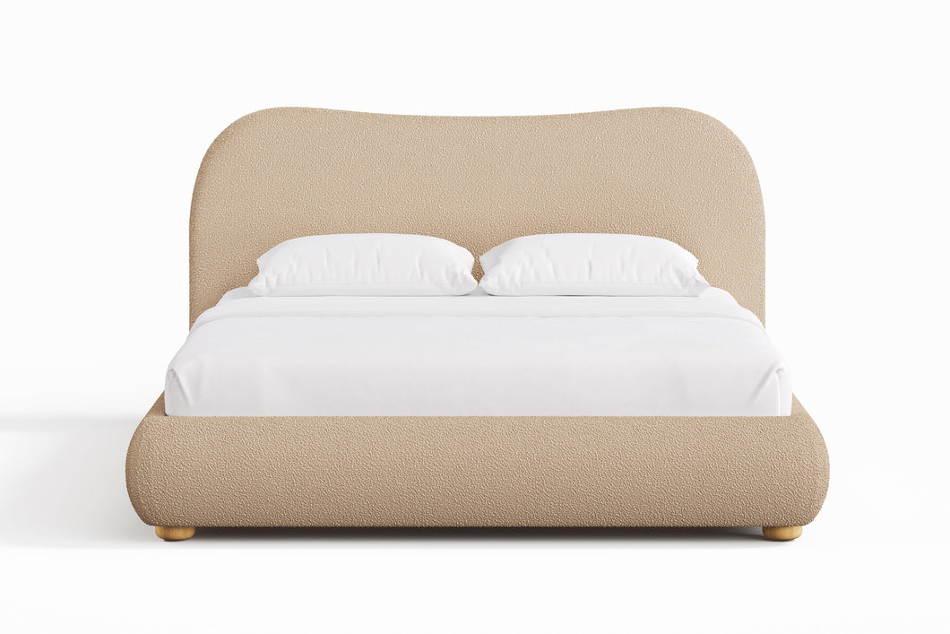 Valencia Etta Upholstered Fabric King Bed Frame, Beige