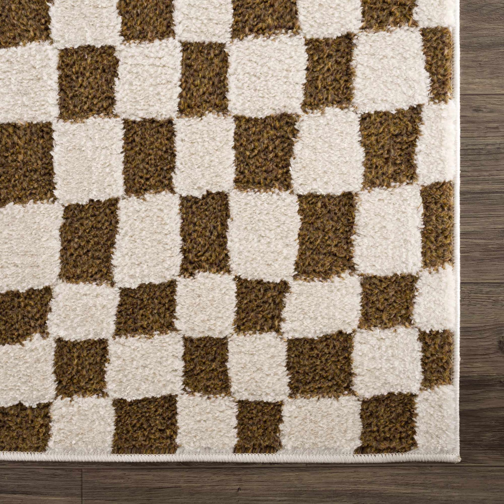 Lajos Brown Checkered Shag Rug - Clearance