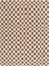 Lajos Brown Checkered Shag Rug - Clearance