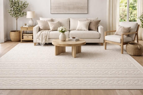 Fadey White 3D Washable Rug