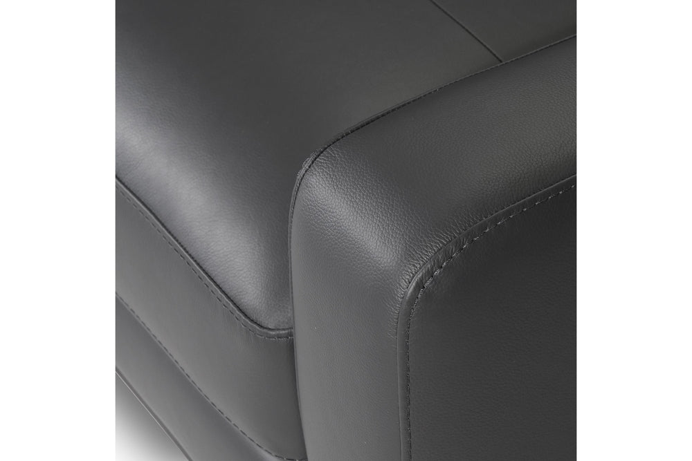 Valencia Francesca Mid Century Top Grain Leather Wide Seat Sofa, Charcoal Grey
