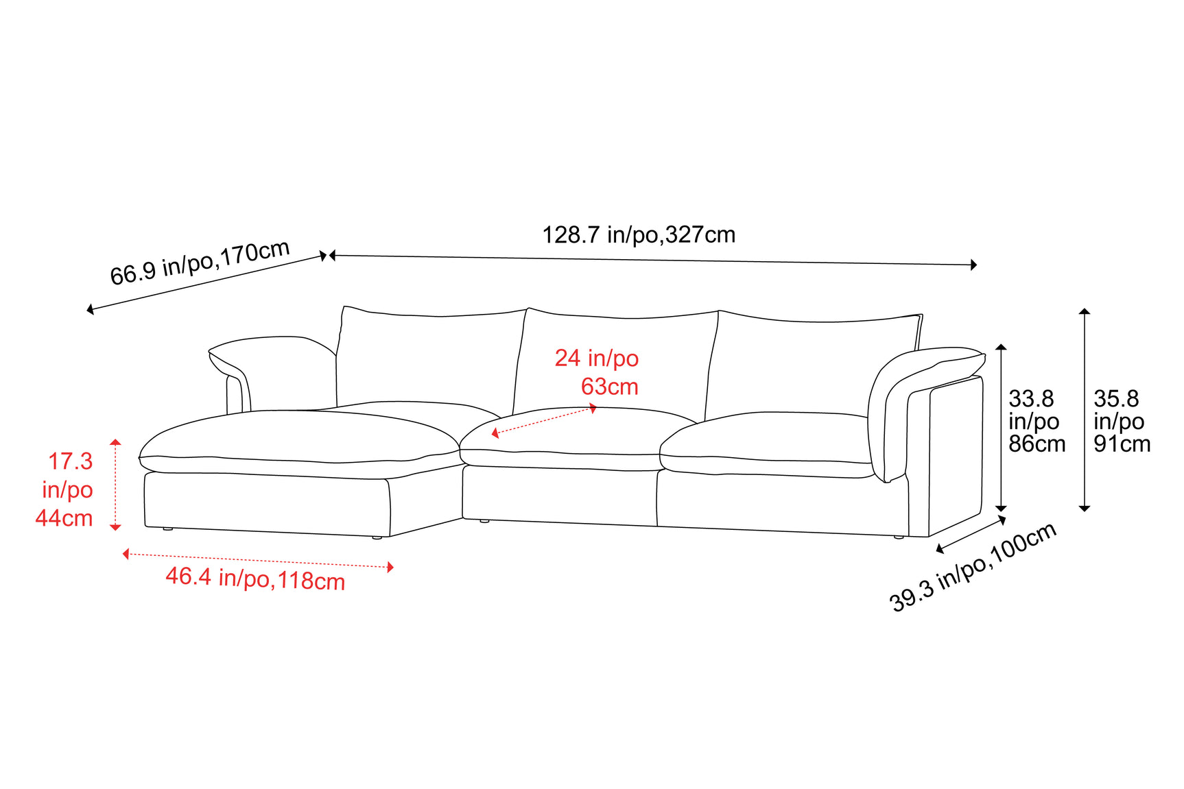 Frederick Fabric Sectional Sofa