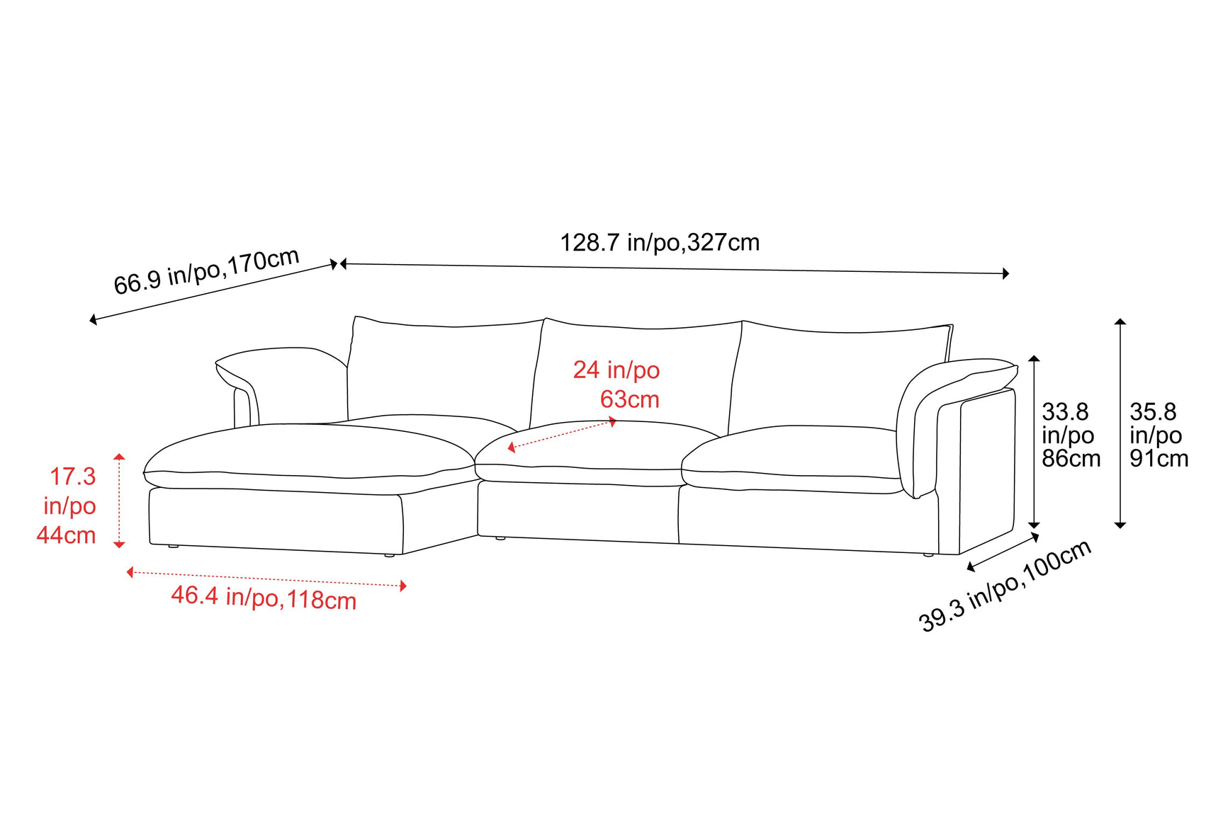 Frederick Fabric Sectional Sofa