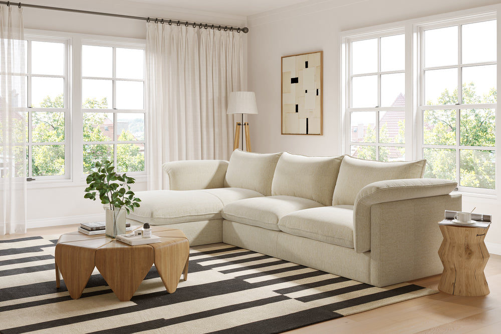 Valencia Frederick Fabric Modular Sofa, Three Seats With Left Chaise, Beige