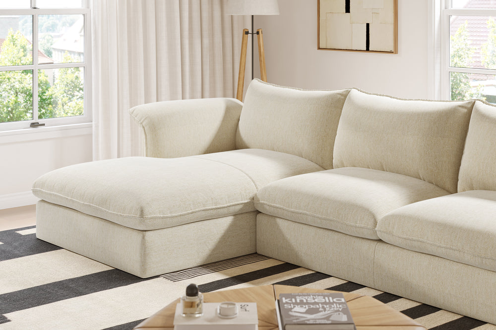 Valencia Frederick Fabric Modular Sofa, Three Seats With Left Chaise, Beige