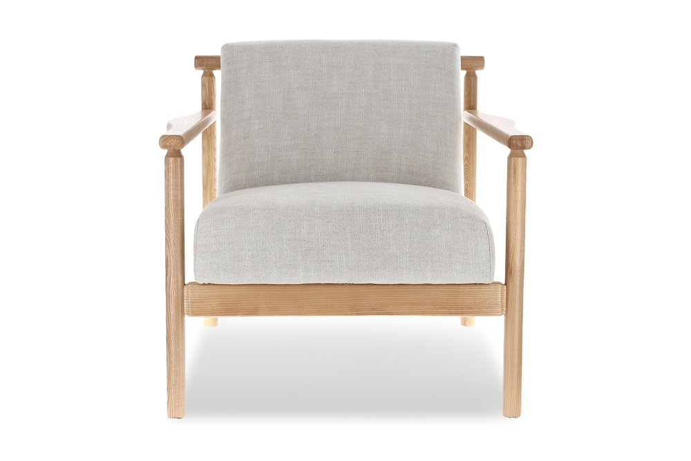 Valencia Regal Fabric Upholstered Wood Frame Accent Chair, Beige