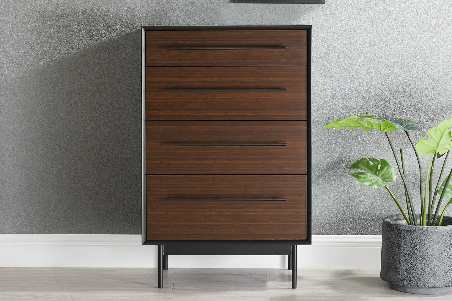 Park Avenue Solid Moso Bamboo 4 Drawer High Chest