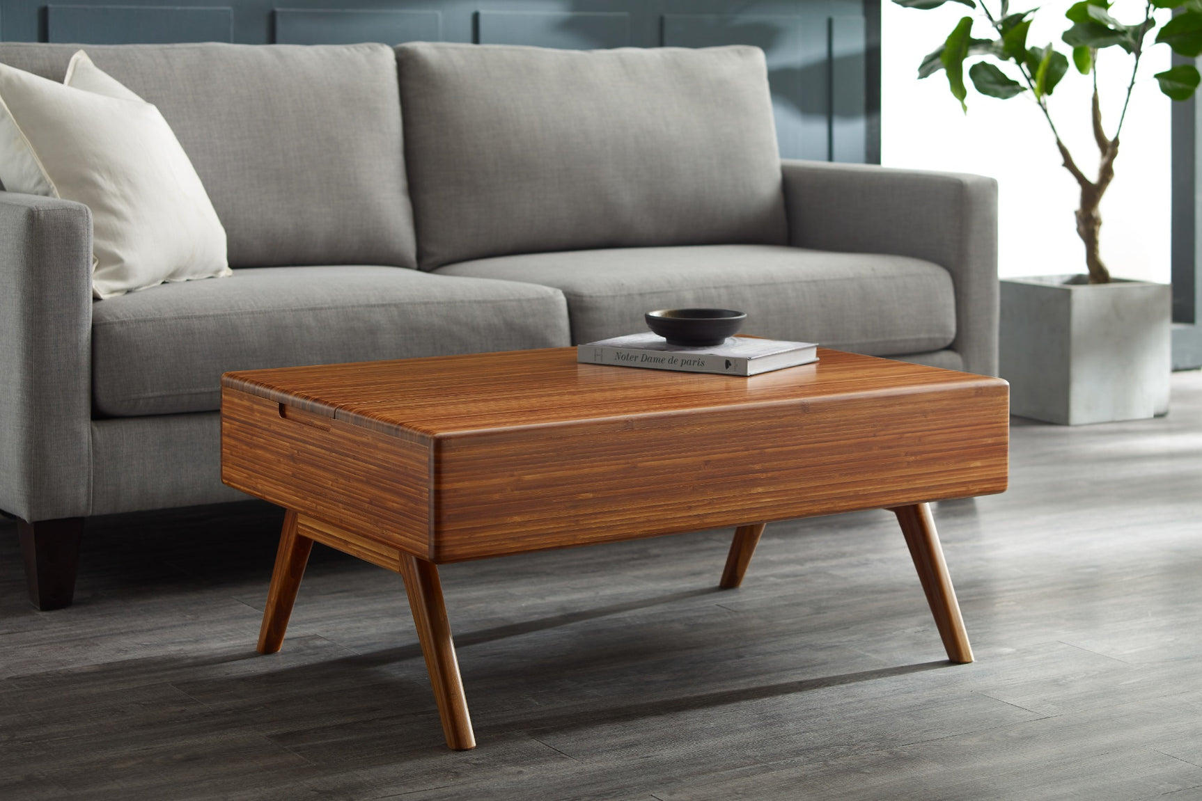 Rhody Solid Moso Bamboo Lift-Top Storage Coffee Table