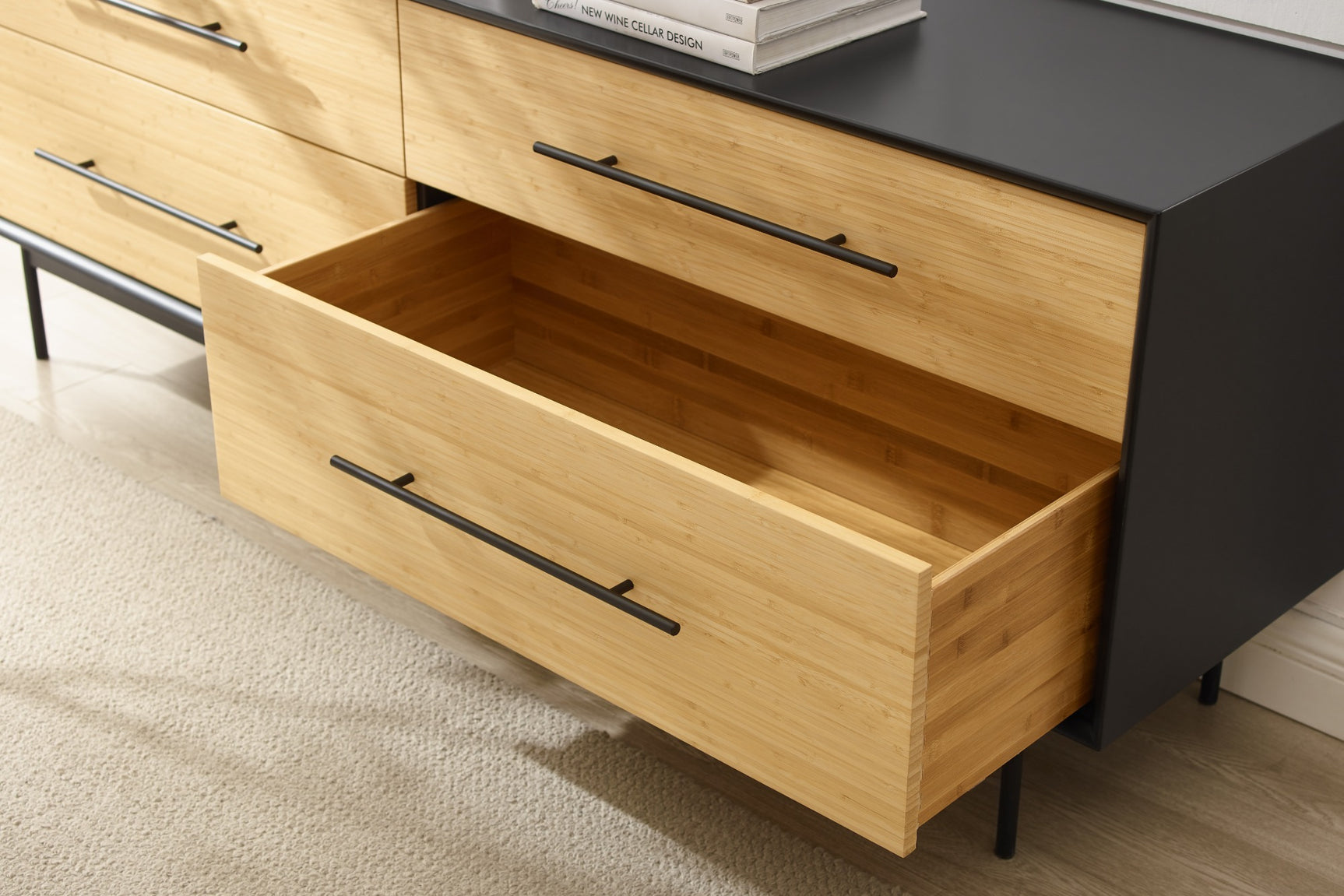 Santa Cruz Solid Moso Bamboo 4 Drawer Double Dresser