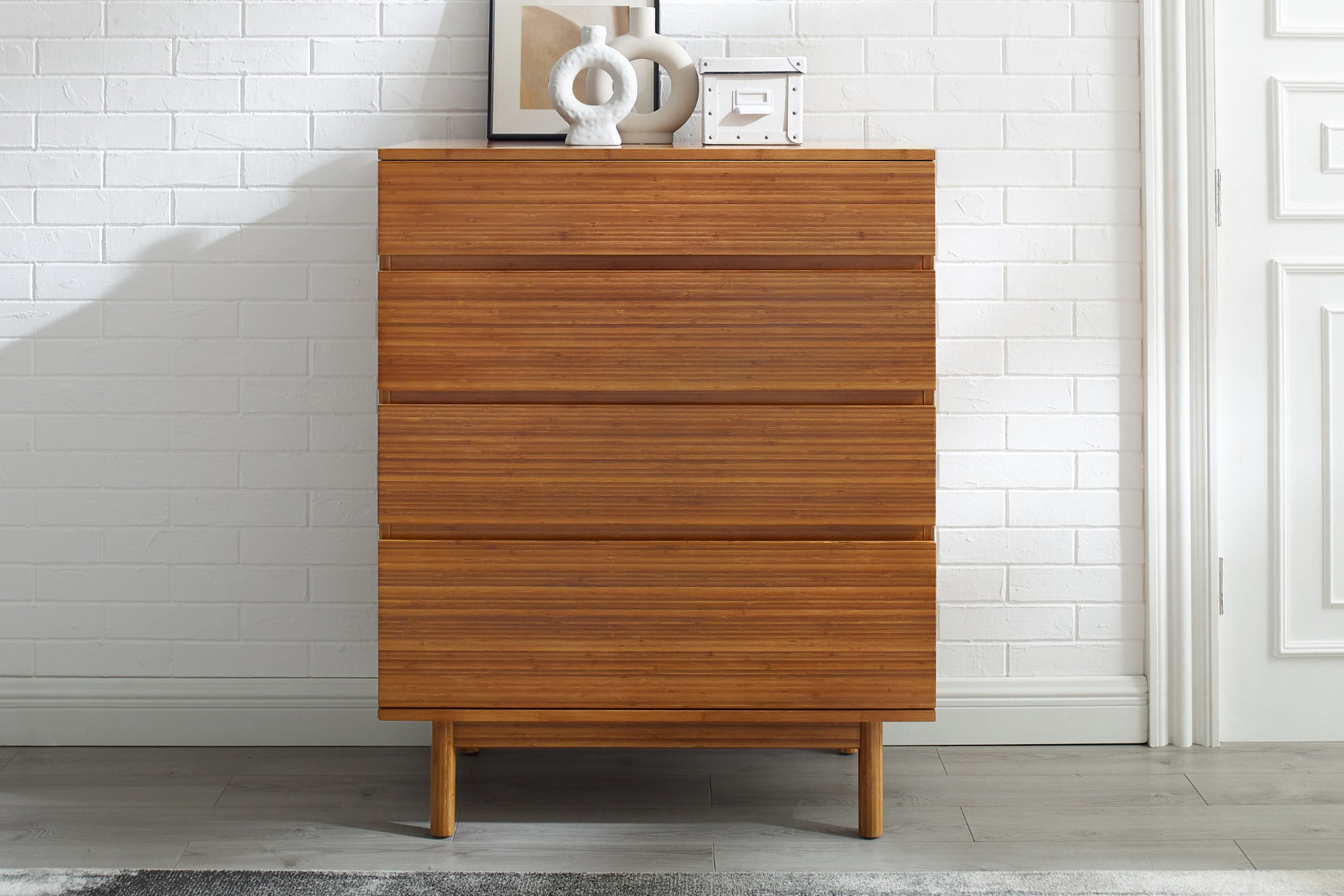 Ventura Solid Moso Bamboo 4 Drawer High Chest