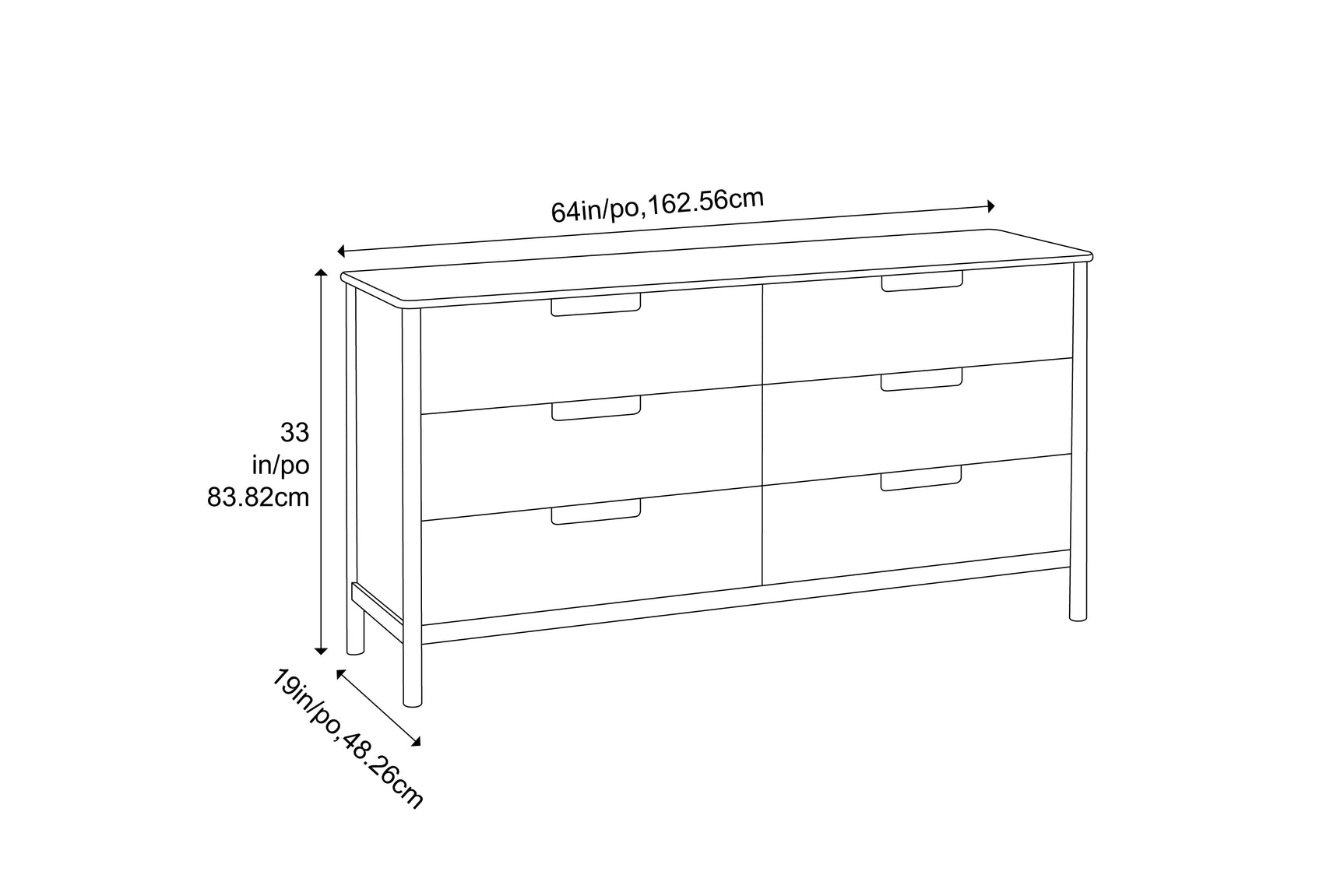 Weston Solid Moso Bamboo 4 Drawer Double Dresser