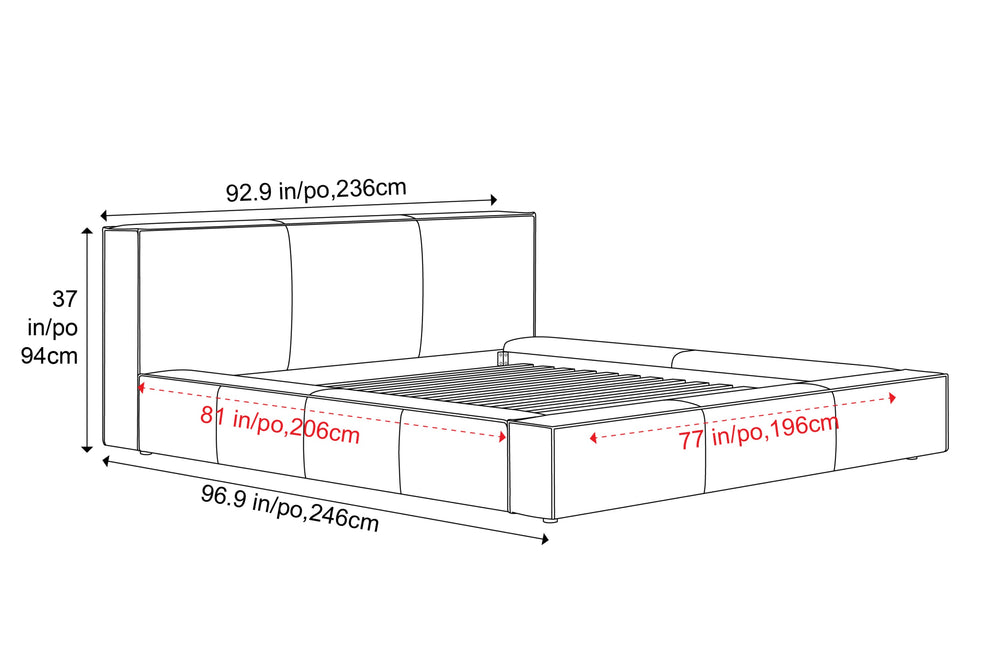 Valencia Gemma Leather King Size Bed Frame, Beige