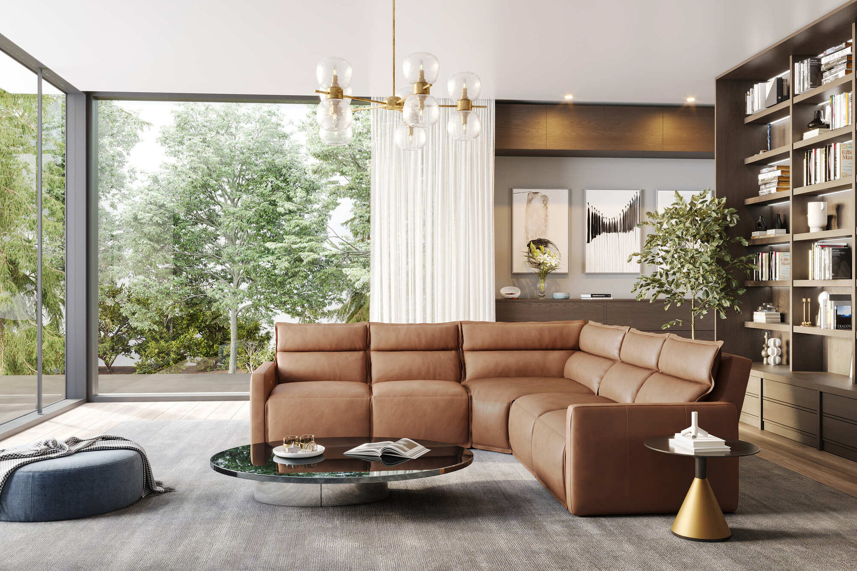 Giovanni Leather Dual Recliner Corner Sectional Sofa