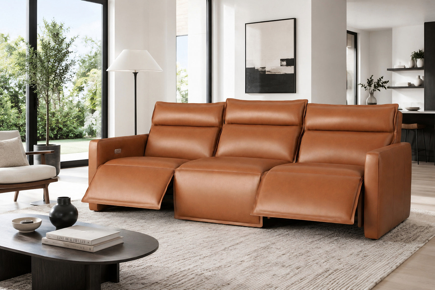 Giovanni Leather Dual Recliner Sofa