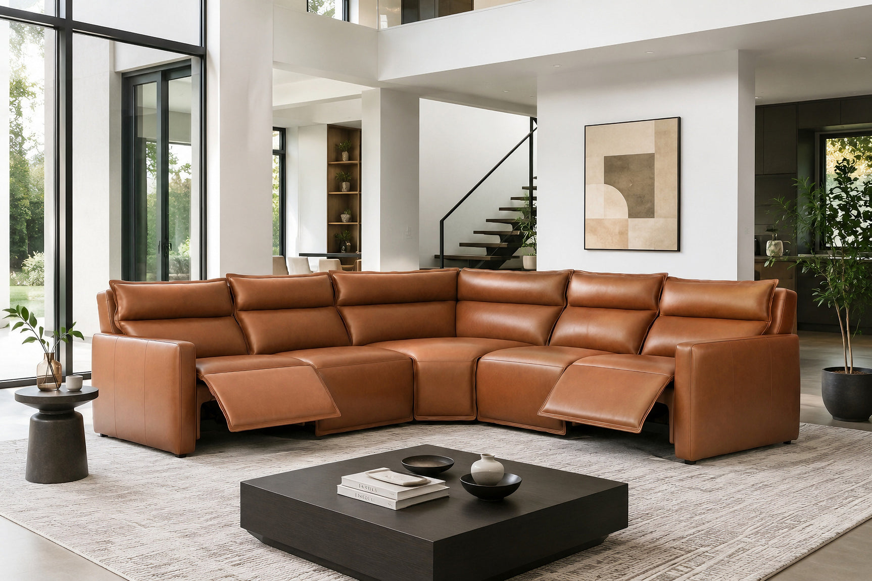 Giovanni Leather Dual Recliner Corner Sectional Sofa