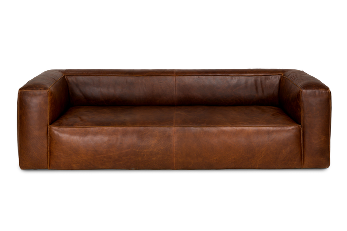 Graz Leather Grande Three Seat Sofa, Chocolate Color