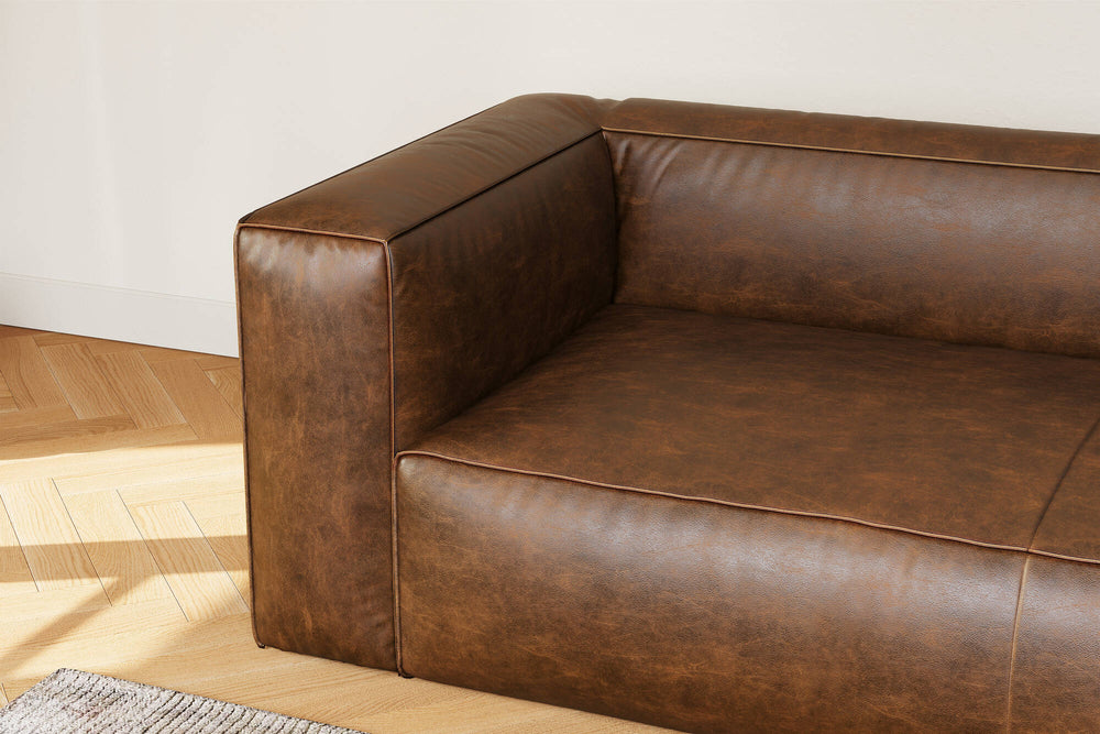 Graz Leather Grande Three Seat Sofa, Chocolate Color