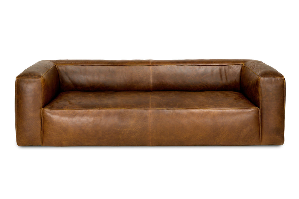 Graz Leather Grande Three Seat Sofa, Chocolate Color