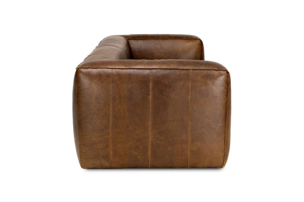 Graz Leather Grande Three Seat Sofa, Chocolate Color