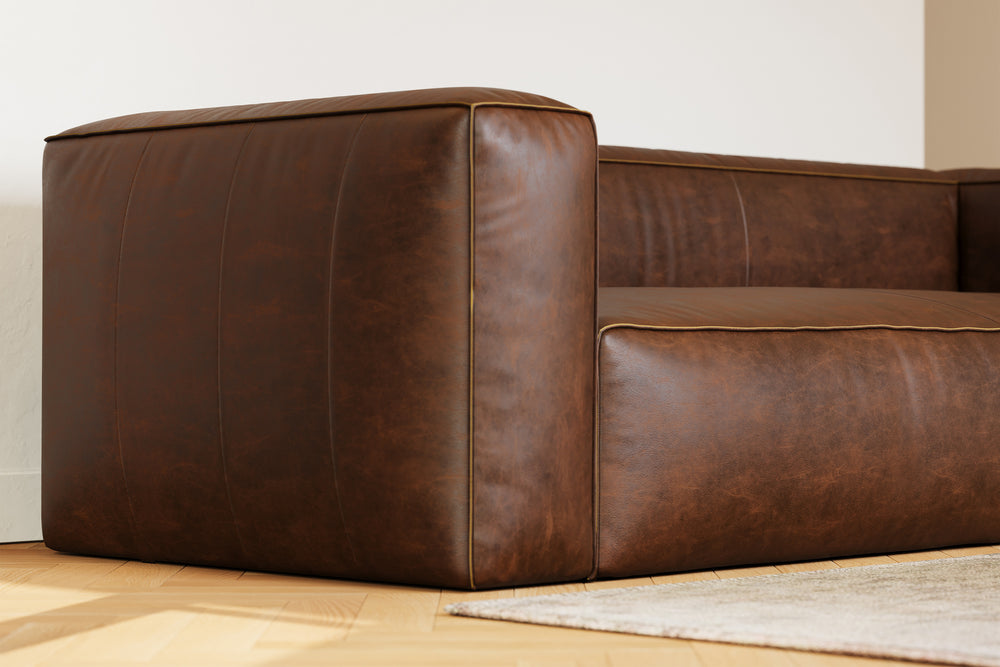 Graz Leather Grande Three Seat Sofa, Chocolate Color