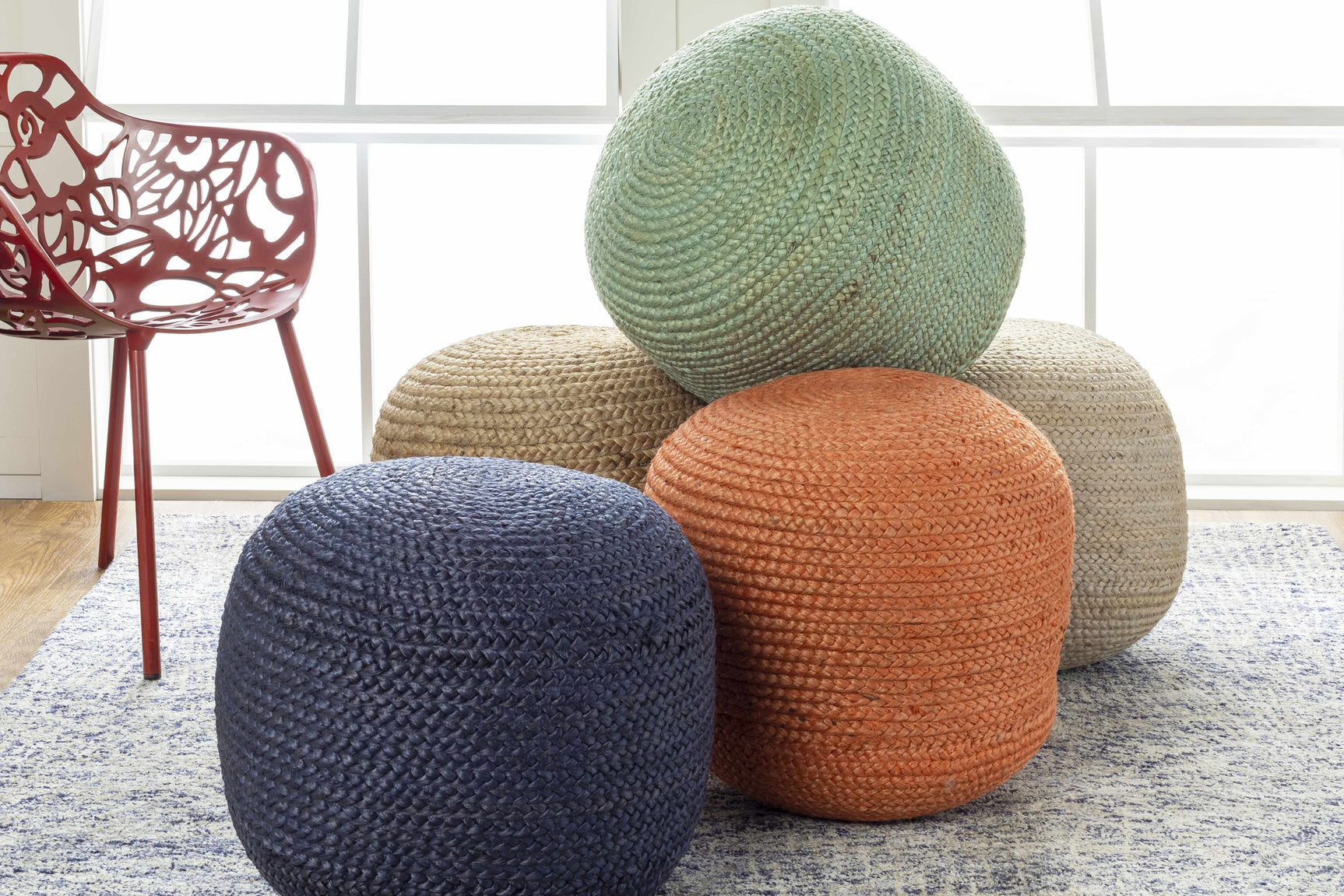 Kaumakani Knitted Jute Round Pouf