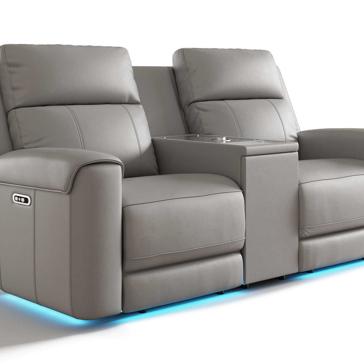 Audio Leather Dual Recliner Loveseat Sofa with Heat & Massage & Ventilation