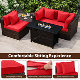 Heavy-duty Frame Rattan Sofa Set with 60000 BTU Firepit Table