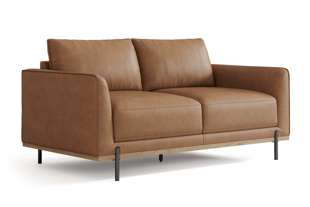 Valencia Imogen Top Grain Leather Loveseat Sofa, Tan