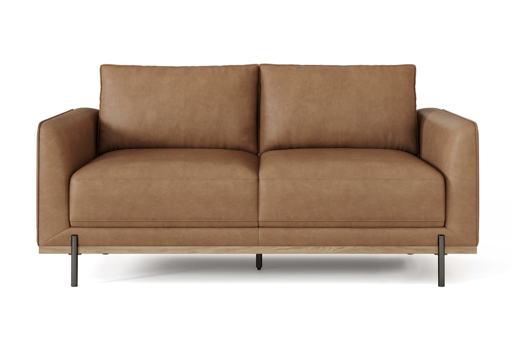 Valencia Imogen Top Grain Leather Loveseat Sofa, Tan