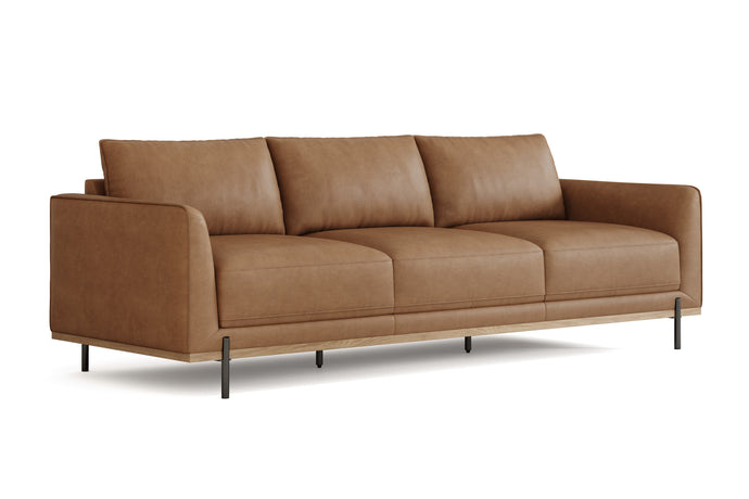 Valencia Imogen Top Grain Leather Three Seats Sofa, Tan