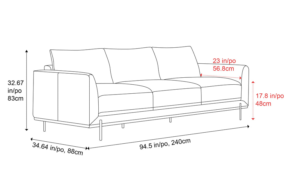 Valencia Imogen Top Grain Leather Three Seats Sofa, Tan