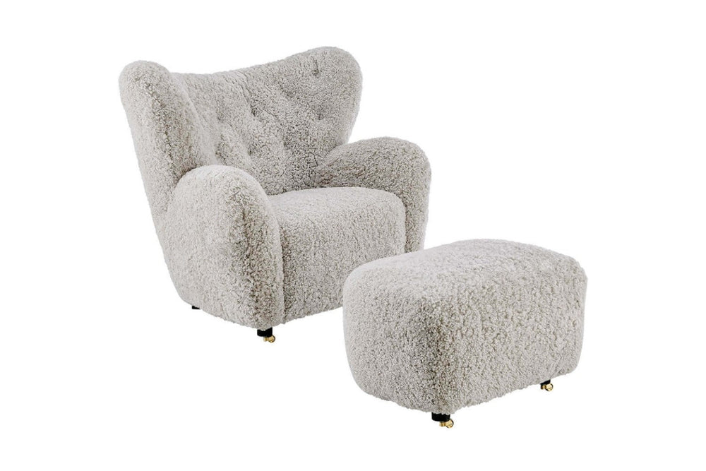 Valencia Misty Genuine Sheepskin Accent Chair, Grey Color