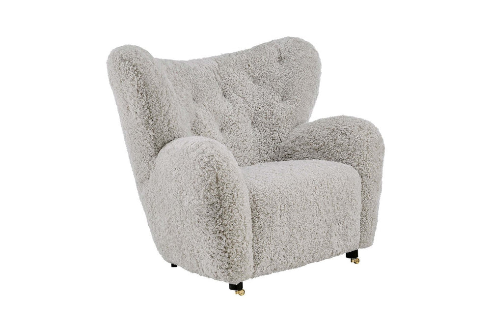 Valencia Misty Genuine Sheepskin Accent Chair, Coffee Color