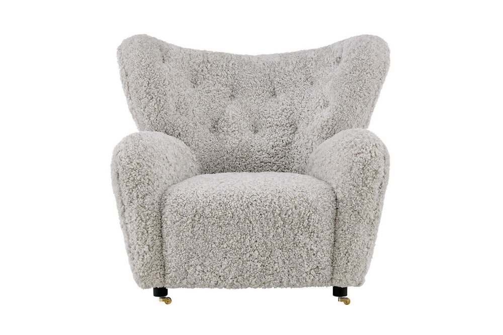 Valencia Misty Genuine Sheepskin Accent Chair, Coffee Color