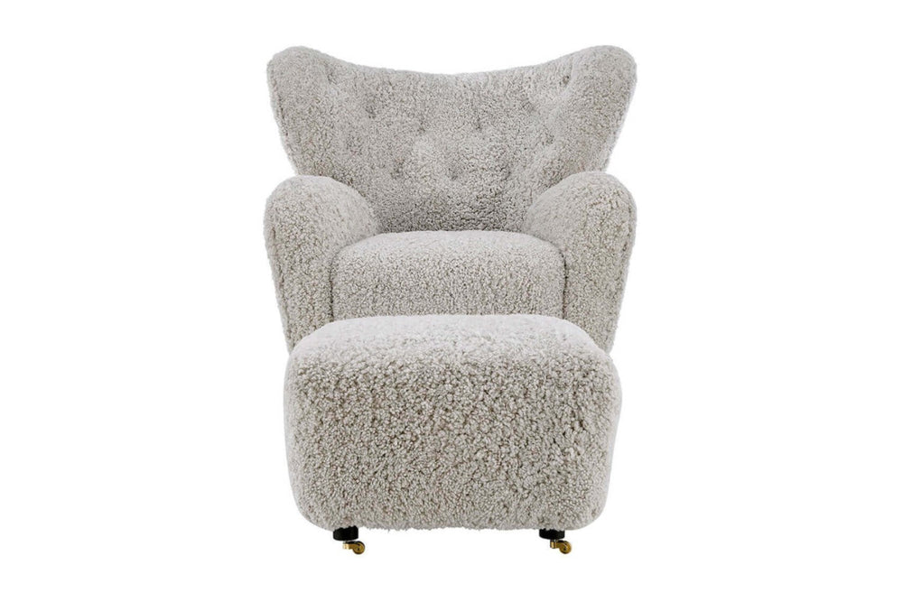 Valencia Misty Genuine Sheepskin Accent Chair, Grey Color