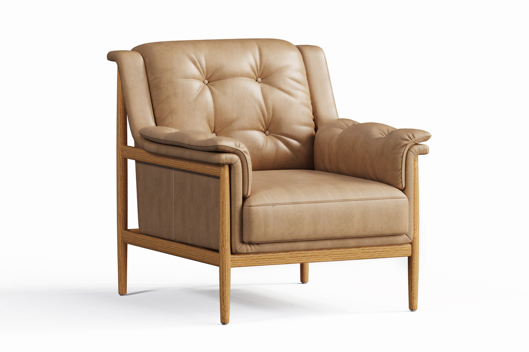 Valencia Jasmine Top Grain Leather Accent Chair, Brown