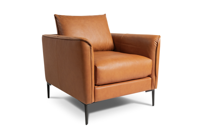 Valencia Jasper Leather Accent Chair, Cognac Color