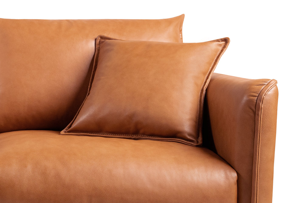 Valencia Jasper Leather Three Seats Sofa, Cognac Color