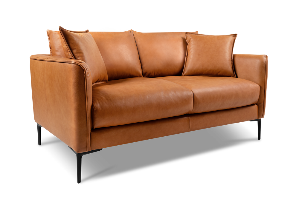 Valencia Jasper Leather Loveseat Sofa, Cognac Color