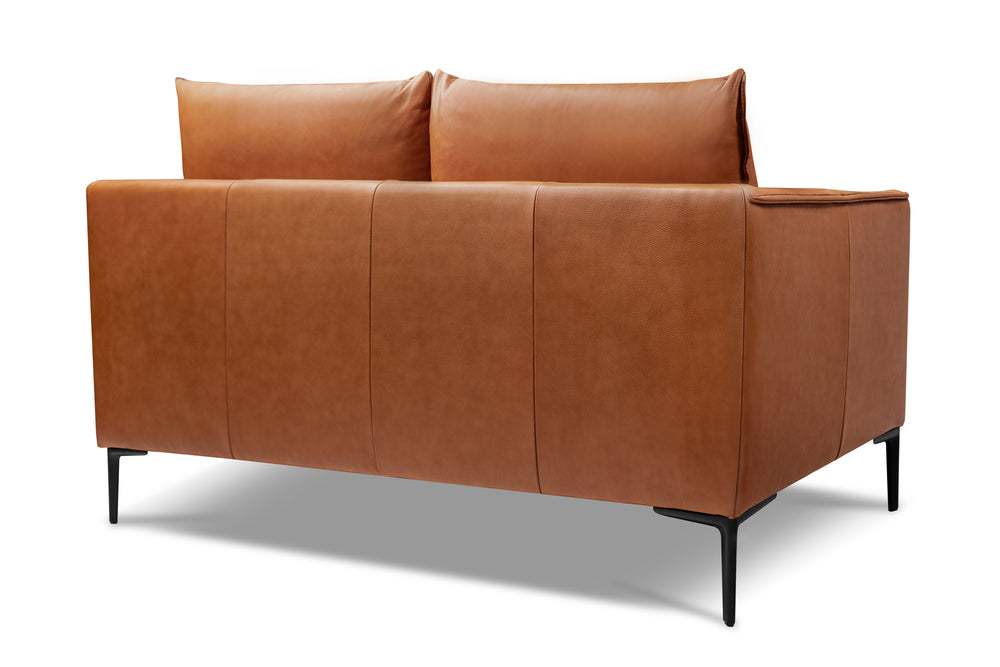 Valencia Jasper Leather Loveseat Sofa, Cognac Color