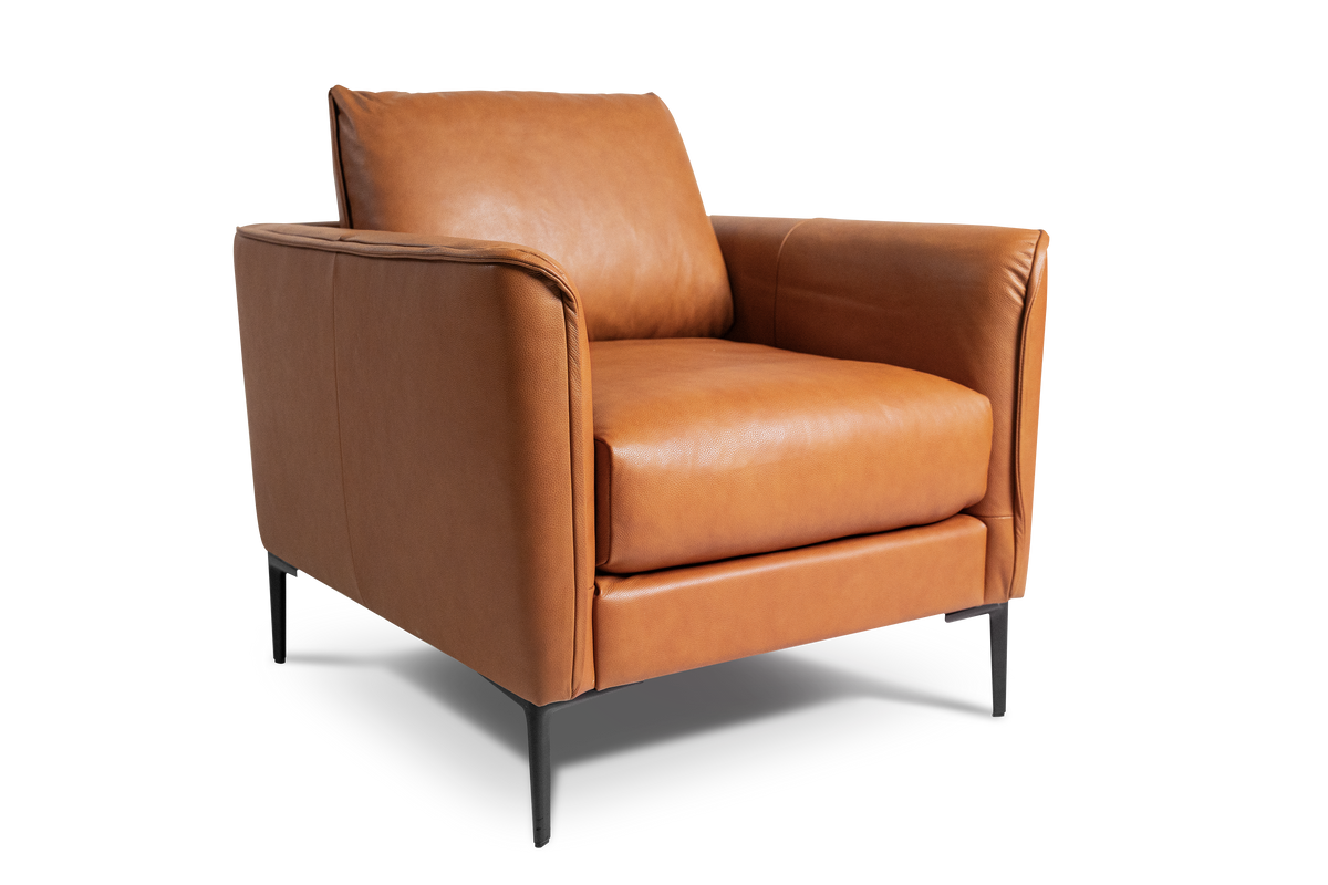 Valencia Jasper Leather Accent Chair, Cognac Color