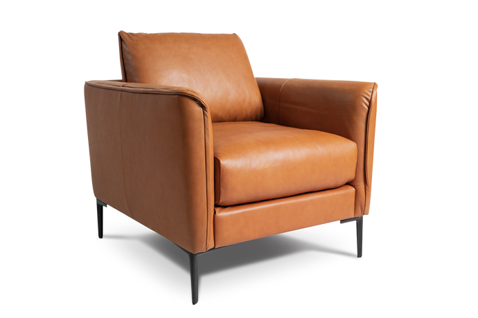 Valencia Jasper Leather Accent Chair, Cognac Color