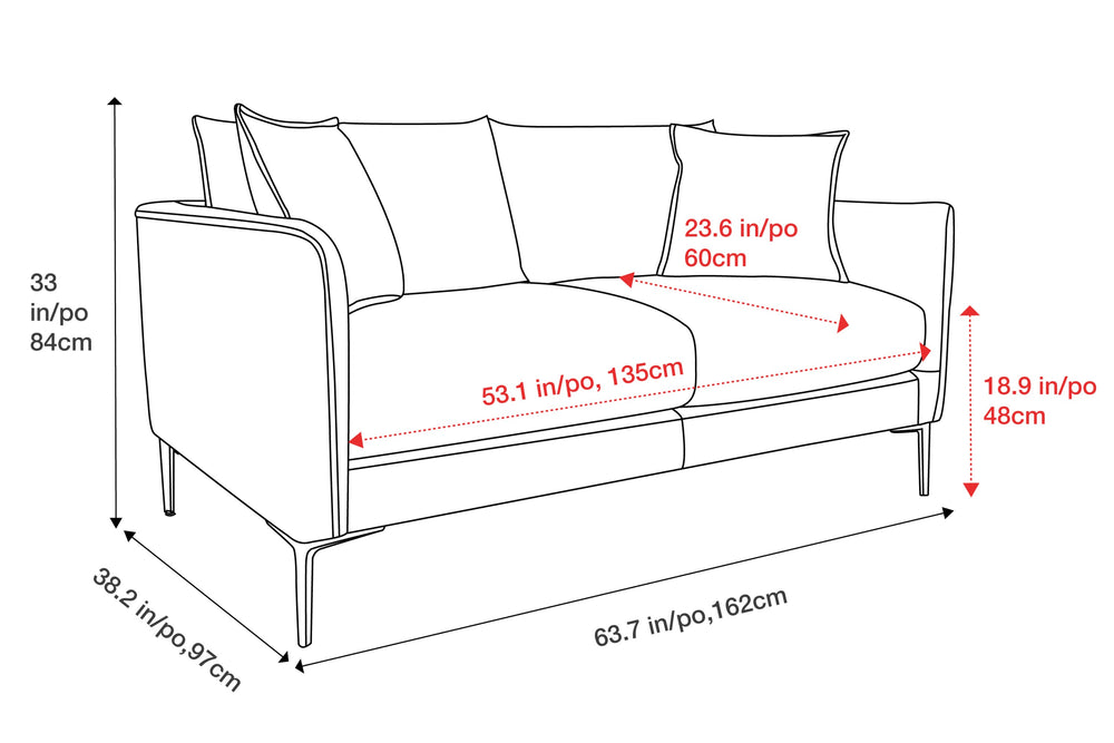 Valencia Jasper Leather Loveseat Sofa, Cognac Color