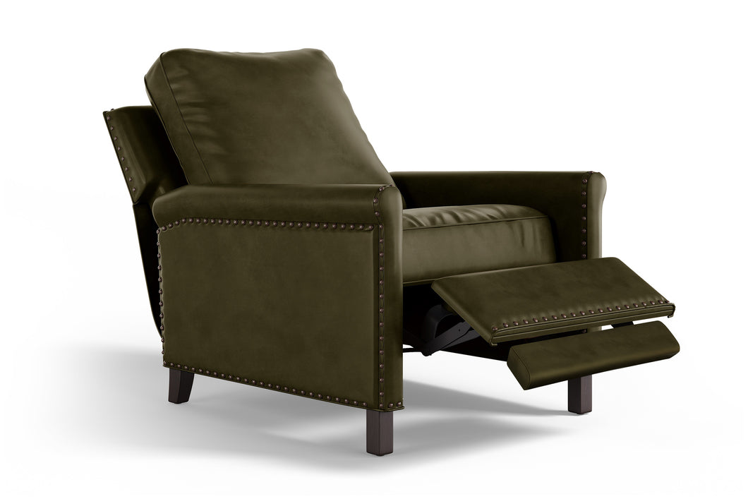 Valencia Jovany Top Grain Leather Recliner Chair, Olive Green