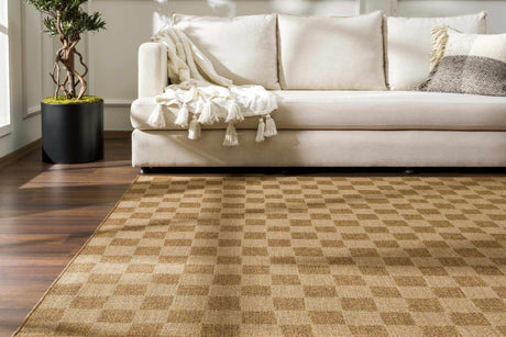 Kuval Checkered Brown Outdoor Rug