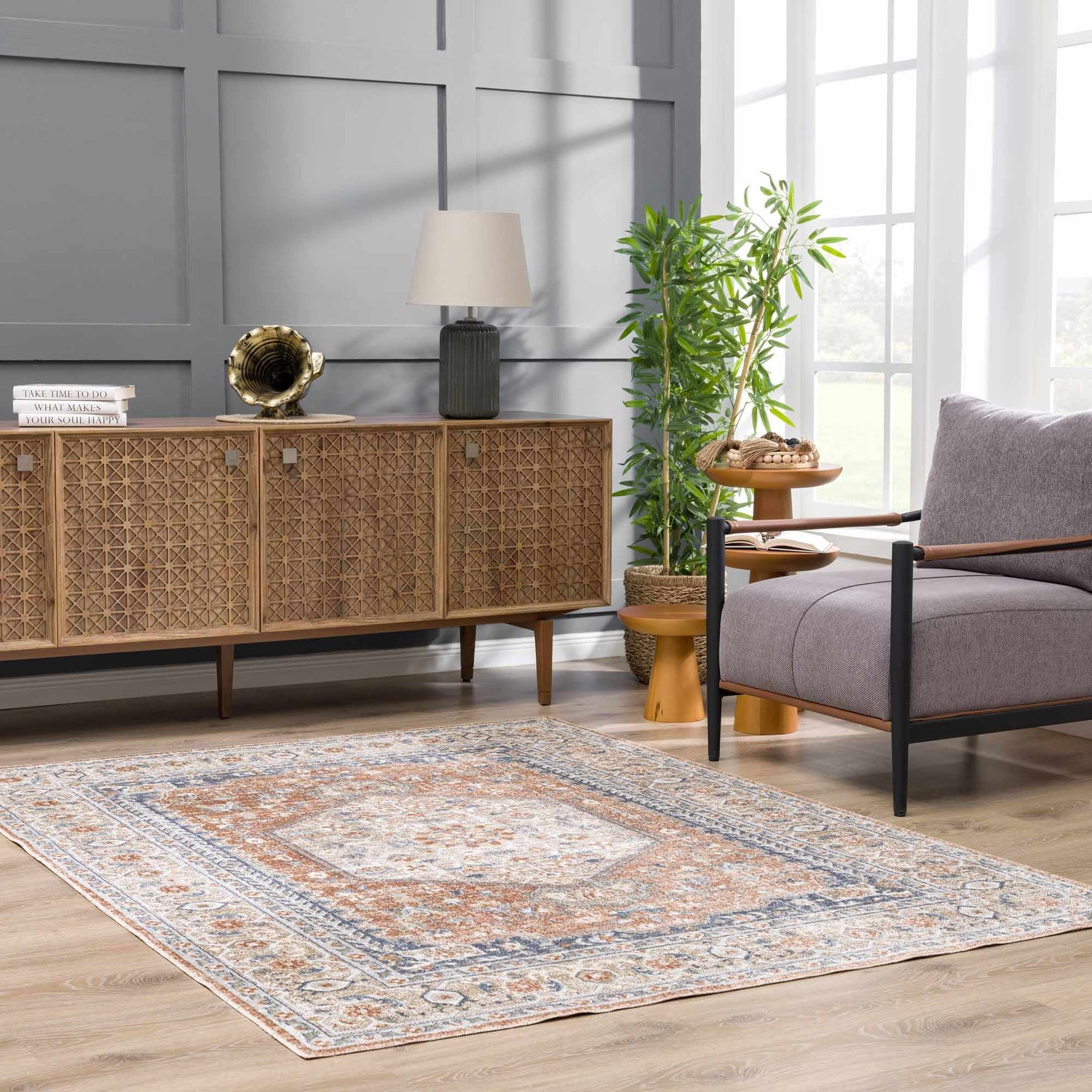 Gael Rust Boutique Washable Rug