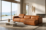 Emery Distressed Italian Aniline Leather Recliner Sectional Sofa