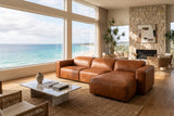 Emery Distressed Italian Aniline Leather Recliner Sectional Sofa